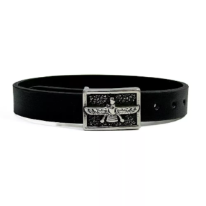 دستبند مردانه چرم طبیعی و استیل فروهر کد Men0063