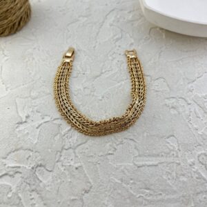 دستبند زنانه ژوپینگ مدل بافت حصیری طرح طلا کد B5423