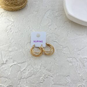 گوشواره زنانه ژوپینگ مدل حلقه ای تراشیده کد E6236