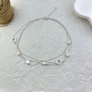 گردنبند زنانه مدل مینیمال اب نقره سه لاین کد N5183