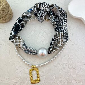 گردنبند زنانه پارچه ای مدل مروارید کد N5155
