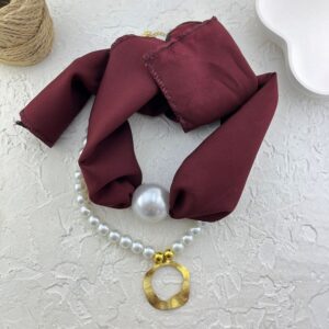 گردنبند زنانه پارچه ای دو لاین مدل مروارید کد N5171
