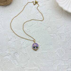 گردنبند زنانه میناکاری مدل گل بابونه کد N5001