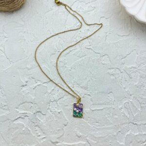 گردنبند زنانه میناکاری مدل گل و مروارید کد N4998