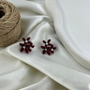 گوشواره زنانه مدل گل و مروارید کد E6486