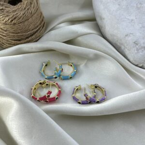 گوشواره زنانه میناکاری مدل حلقه ای کد E6417