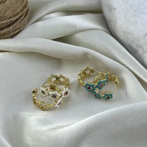 گوشواره زنانه میناکاری مدل گل کد E6418