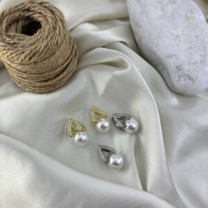 گوشواره زنانه مدل جواهری و مروارید کد E6424