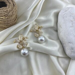 گوشواره زنانه میناکاری مدل مروارید کد E6463