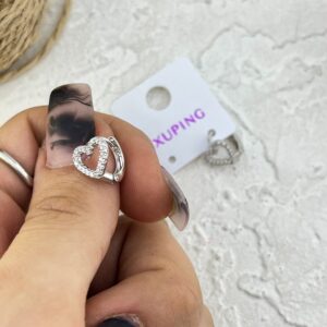 گوشواره زنانه ژوپینگ مدل قلب جواهری کد E6309