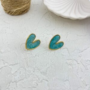 گوشواره زنانه میناکاری مدل قلب کد E5777