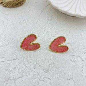 گوشواره زنانه میناکاری مدل قلب کد E5774