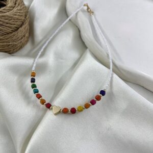 گردنبند زنانه مهره ای تابستانی مدل قلب کد N5278