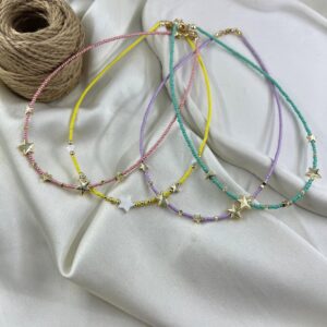 گردنبند زنانه مهره ای تابستانی مدل ستاره کد N5268