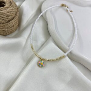 گردنبند زنانه مهره ای تابستانی مدل گل کد N5267