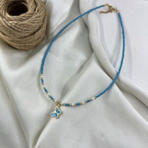 گردنبند زنانه مهره ای تابستانی مدل پروانه کد N5261