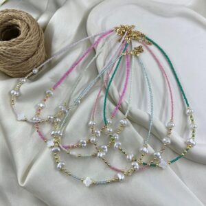 گردنبند زنانه مهره ای تابستانی مدل صدف کد N5258
