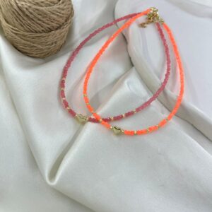 گردنبند زنانه مهره ای تابستانی مدل قلب کد N5254